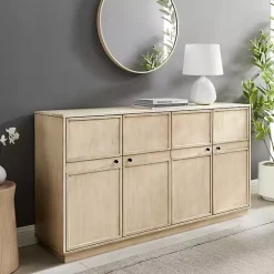 Kirklands Home Birch Wood 4-Door Sideboard Ivory Outlet
