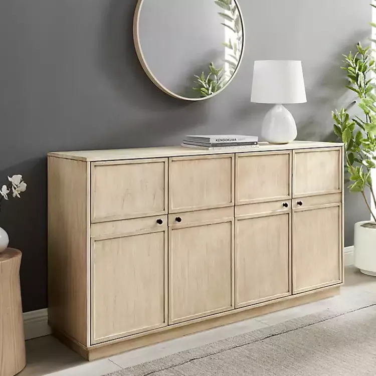 Kirklands Home Birch Wood 4-Door Sideboard Ivory Outlet