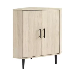 Kirklands Home Birch Wood Finish Corner Cabinet Tan New