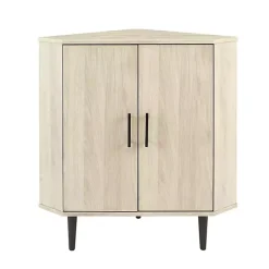 Kirklands Home Birch Wood Finish Corner Cabinet Tan New