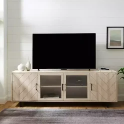 Kirklands Home Birch Wood Herringbone 4-Door TV Sd Tan Discount