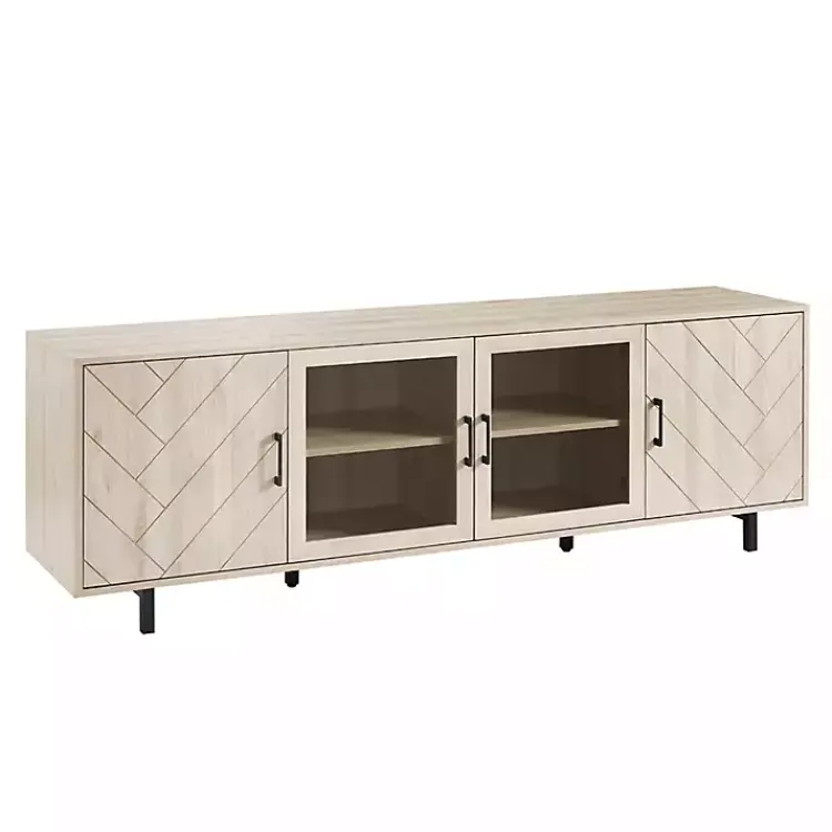 Kirklands Home Birch Wood Herringbone 4-Door TV Sd Tan Discount