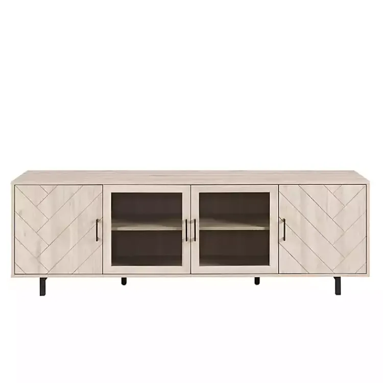 Kirklands Home Birch Wood Herringbone 4-Door TV Sd Tan Discount