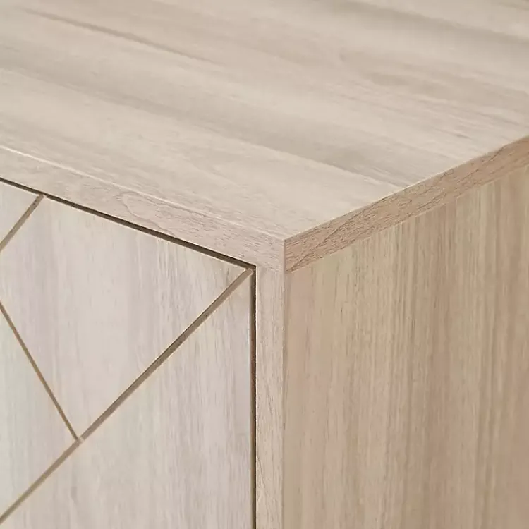 Kirklands Home Birch Wood Herringbone 4-Door TV Sd Tan Discount