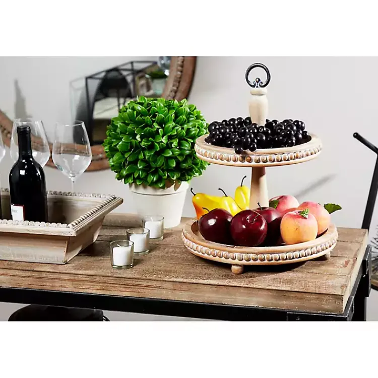 Kirklands Home Birch Wood Tiered Tray Brown Sale