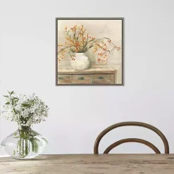 Kirklands Home Bittersweet Bouquet Framed Canvas Art Print Tan New
