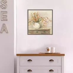 Kirklands Home Bittersweet Bouquet Framed Canvas Art Print Tan New