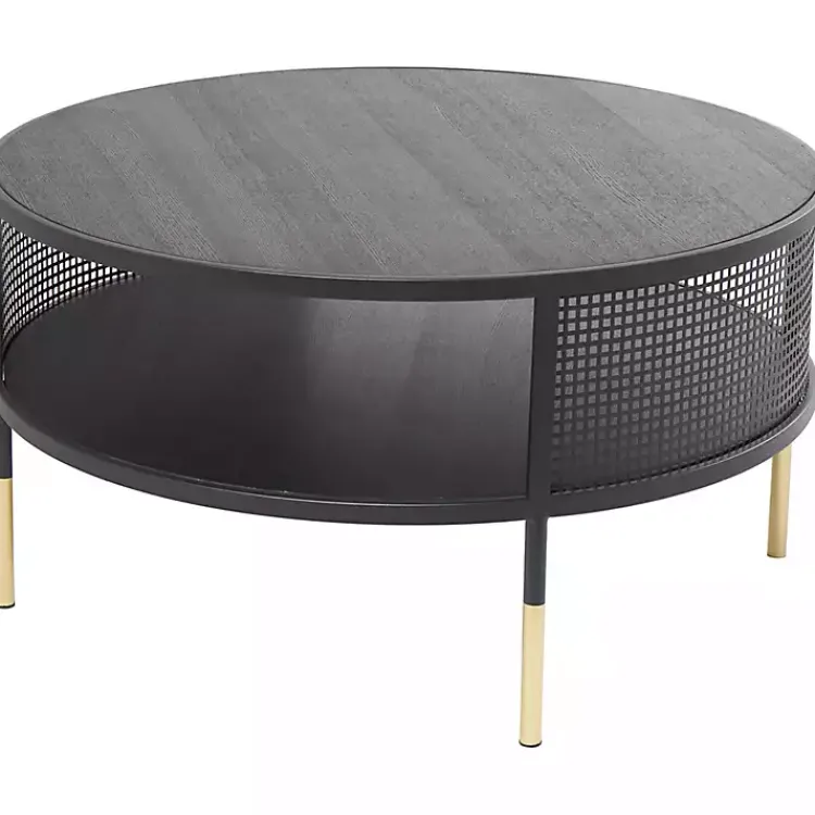 Kirklands Home & Gold Metal Mesh Round Coffee Table Black