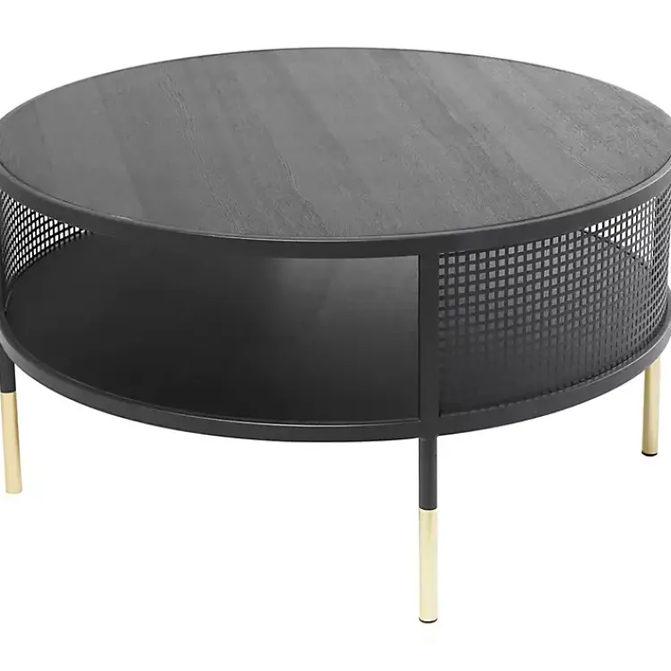 Kirklands Home & Gold Metal Mesh Round Coffee Table Black