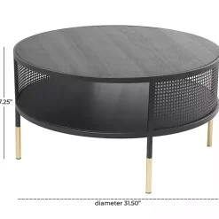 Kirklands Home & Gold Metal Mesh Round Coffee Table Black