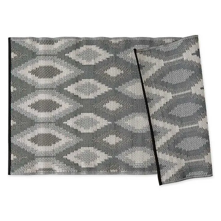 Kirklands Home Black & Gray Diamond Stripe Outdoor Area Rug, 4x6