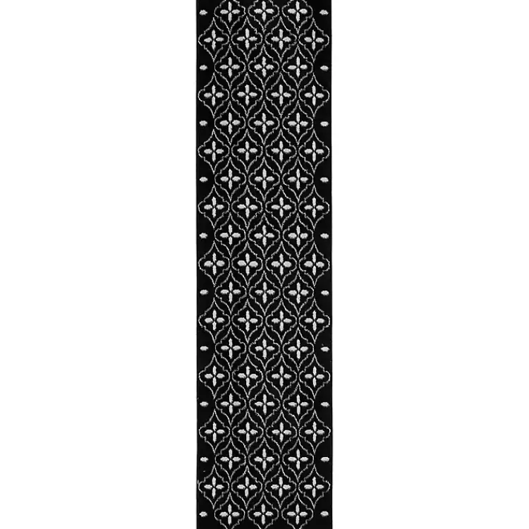 Kirklands Home Black & Ivory Quatrefoil Indoor/Outdoor Runner Clearance