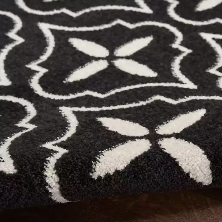Kirklands Home Black & Ivory Quatrefoil Indoor/Outdoor Runner Clearance