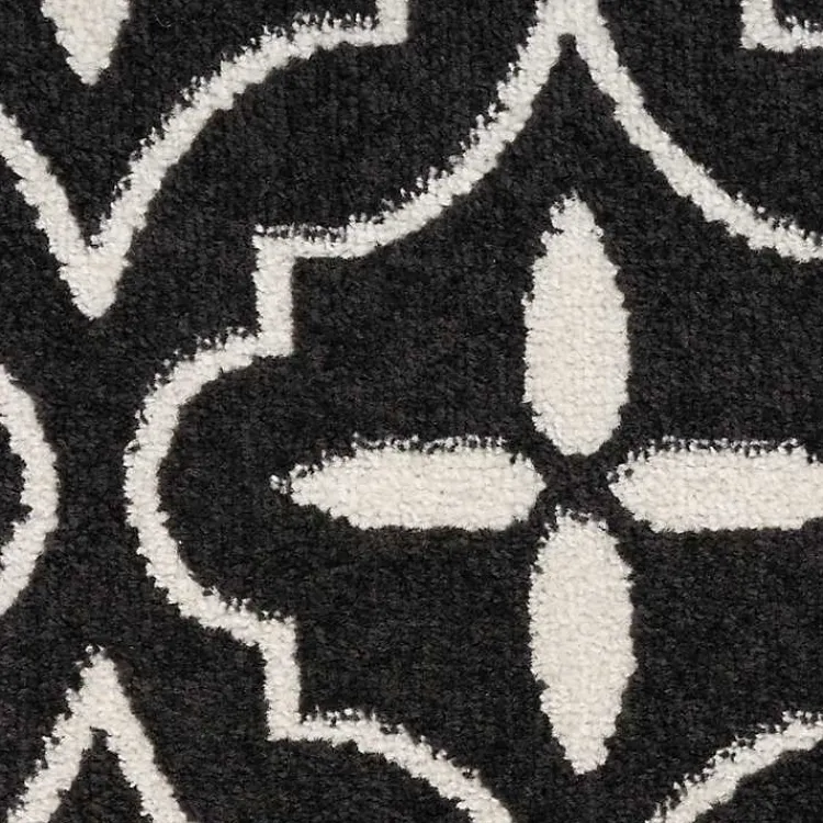 Kirklands Home Black & Ivory Quatrefoil Indoor/Outdoor Rug, 4x6 New