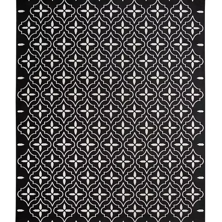 Kirklands Home Black & Ivory Quatrefoil Indoor/Outdoor Rug, 8x10 Discount