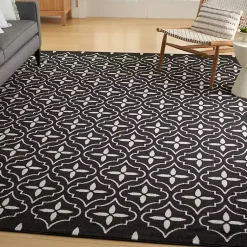 Kirklands Home Black & Ivory Quatrefoil Indoor/Outdoor Rug, 8x10 Discount