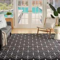 Kirklands Home Black & Ivory Quatrefoil Indoor/Outdoor Rug, 8x10 Discount