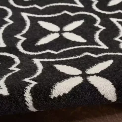 Kirklands Home Black & Ivory Quatrefoil Indoor/Outdoor Rug, 8x10 Discount