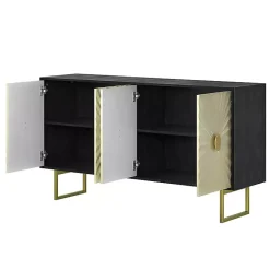 Kirklands Home Black & Ivory Sunburst 4-Door Sideboard Best