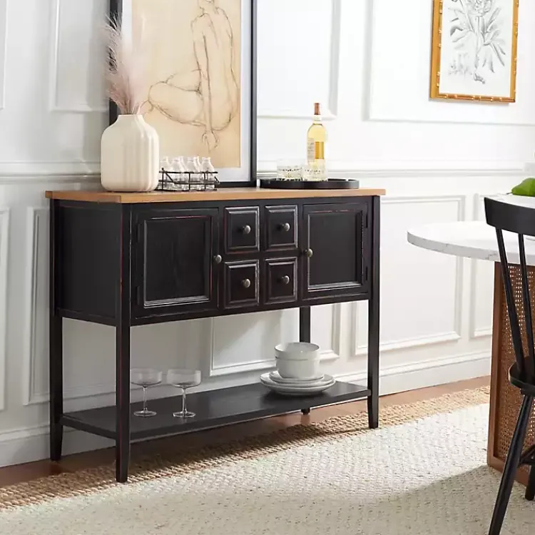 Kirklands Home & Oak 4-Drawer Charlotte Sideboard Black Online