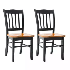 Kirklands Home Black & Oak Wood Shaker Dining Chairs, Set of 2 Brown Best