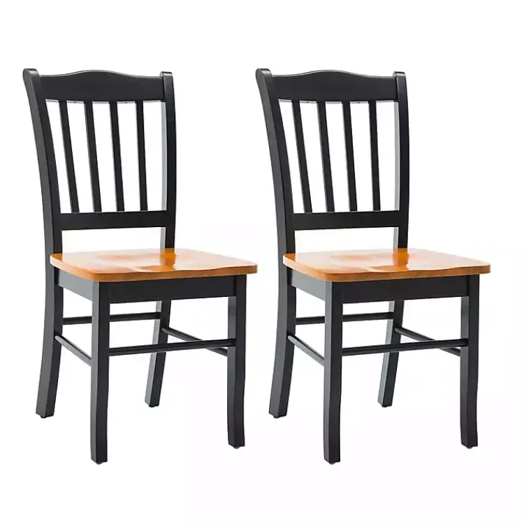 Kirklands Home Black & Oak Wood Shaker Dining Chairs, Set of 2 Brown Best