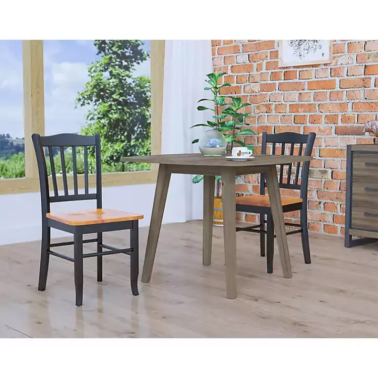 Kirklands Home Black & Oak Wood Shaker Dining Chairs, Set of 2 Brown Best
