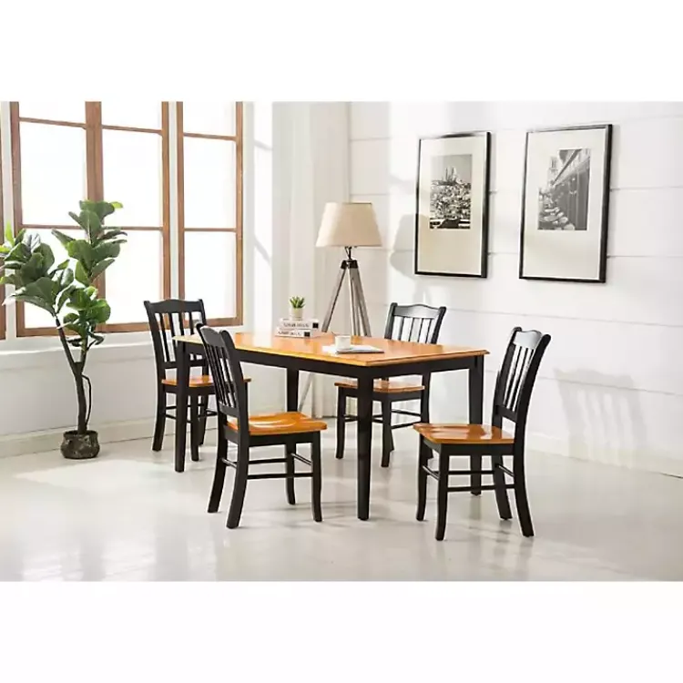 Kirklands Home Black & Oak Wood Shaker Dining Chairs, Set of 2 Brown Best