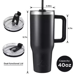 Kirklands Home 40 oz. Insulated Travel Tumbler Black New