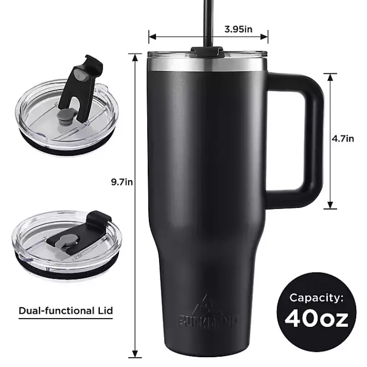 Kirklands Home 40 oz. Insulated Travel Tumbler Black New