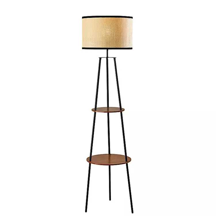 Kirklands Home & Walnut Shelves Savannah Floor Lamp Black Clearance
