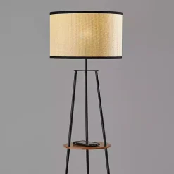 Kirklands Home & Walnut Shelves Savannah Floor Lamp Black Clearance