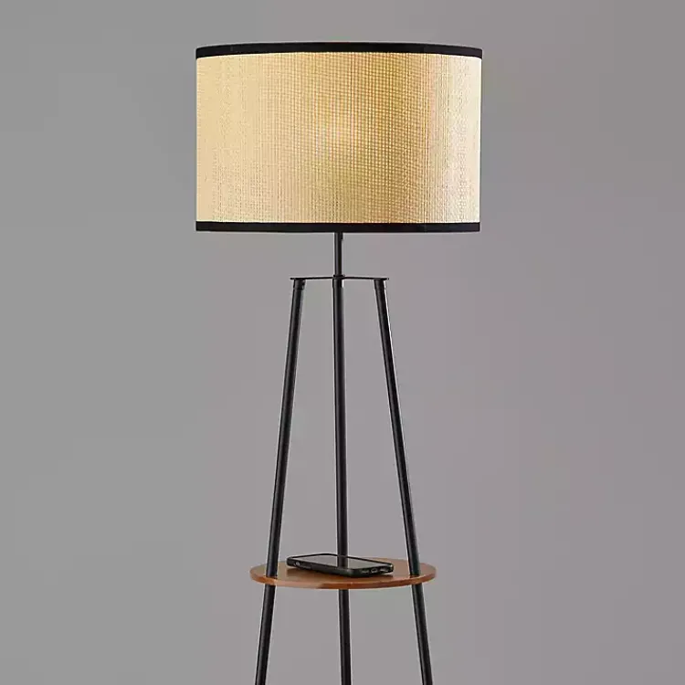Kirklands Home & Walnut Shelves Savannah Floor Lamp Black Clearance