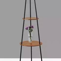 Kirklands Home & Walnut Shelves Savannah Floor Lamp Black Clearance