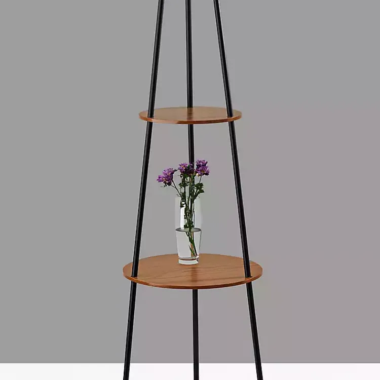 Kirklands Home & Walnut Shelves Savannah Floor Lamp Black Clearance