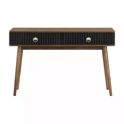 Kirklands Home & Walnut Soft-Close Wood Console Table Black New
