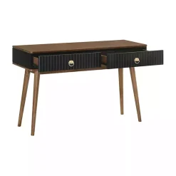 Kirklands Home & Walnut Soft-Close Wood Console Table Black New