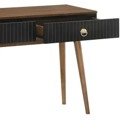Kirklands Home & Walnut Soft-Close Wood Console Table Black New