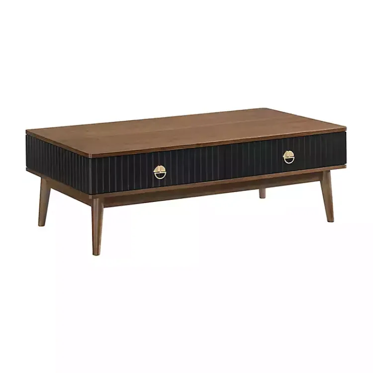 Kirklands Home & Walnut Soft-Close Wood Coffee Table Black Discount