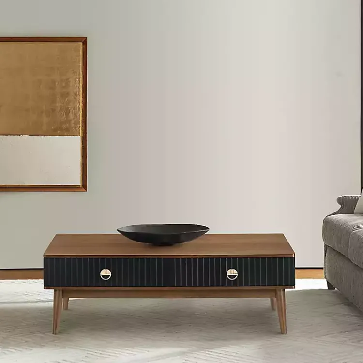 Kirklands Home & Walnut Soft-Close Wood Coffee Table Black Discount