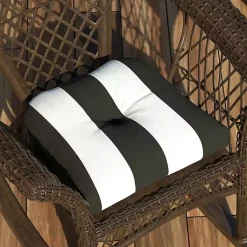 Kirklands Home Black & White Awning Stripe Outdoor Chair Cushion Discount