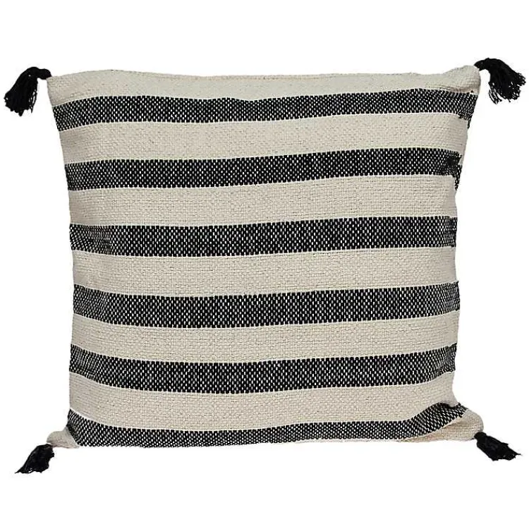 Pillows>Kirklands Home Black & White Bungalow Stripe Throw Pillow