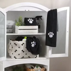 Kirklands Home Black & White Embroidered Paw Pet Towels, Set of 3 Sale