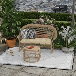Kirklands Home Black & White Geometric Leaves Outdoor Pillow Discount