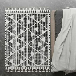 Kirklands Home & White Geometric Shag Area Rug, 8x10 Black Discount