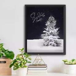 Christmas Art & Wall Decor>Kirklands Home Black & White O Holy Night Framed Canvas Art Print