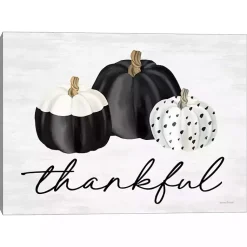 Fall>Kirklands Home Black & White Pumpkins Thankful Canvas Art Print
