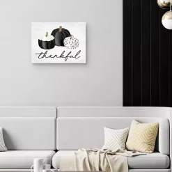 Fall>Kirklands Home Black & White Pumpkins Thankful Canvas Art Print