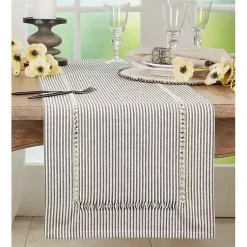 Kirklands Home Black & White Striped Table Runner, 90 in. Online