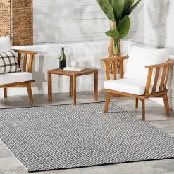 Kirklands Home Black & White Trellis Indoor/Outdoor Rug, 4x6 New